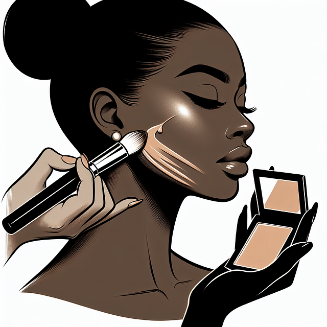 person testing foundation shade on jawline in natural light