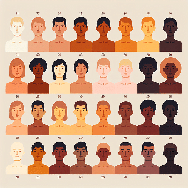 a spectrum of skin tones from light to deep