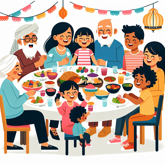 family enjoying a meal together