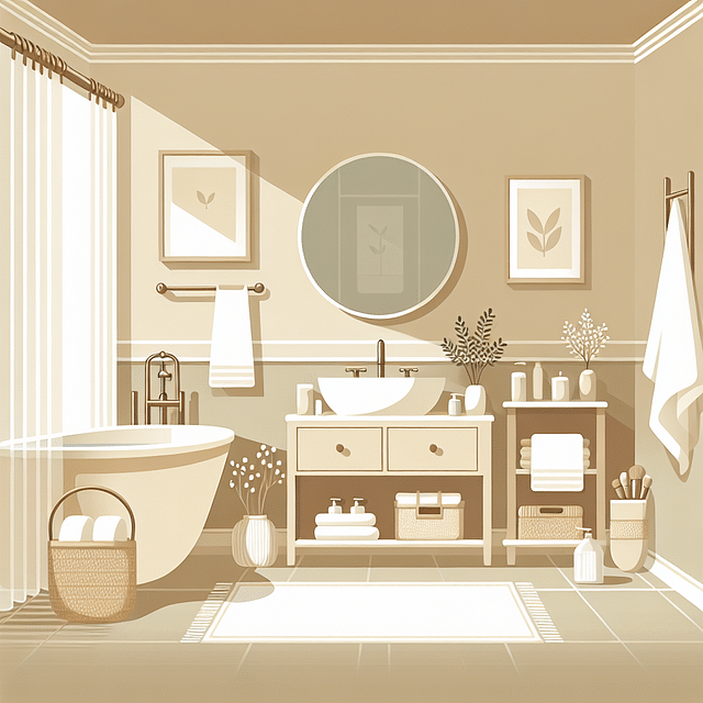 spa-like bathroom with neutral color palette