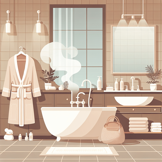 luxurious towels and bathrobe in a spa-like bathroom