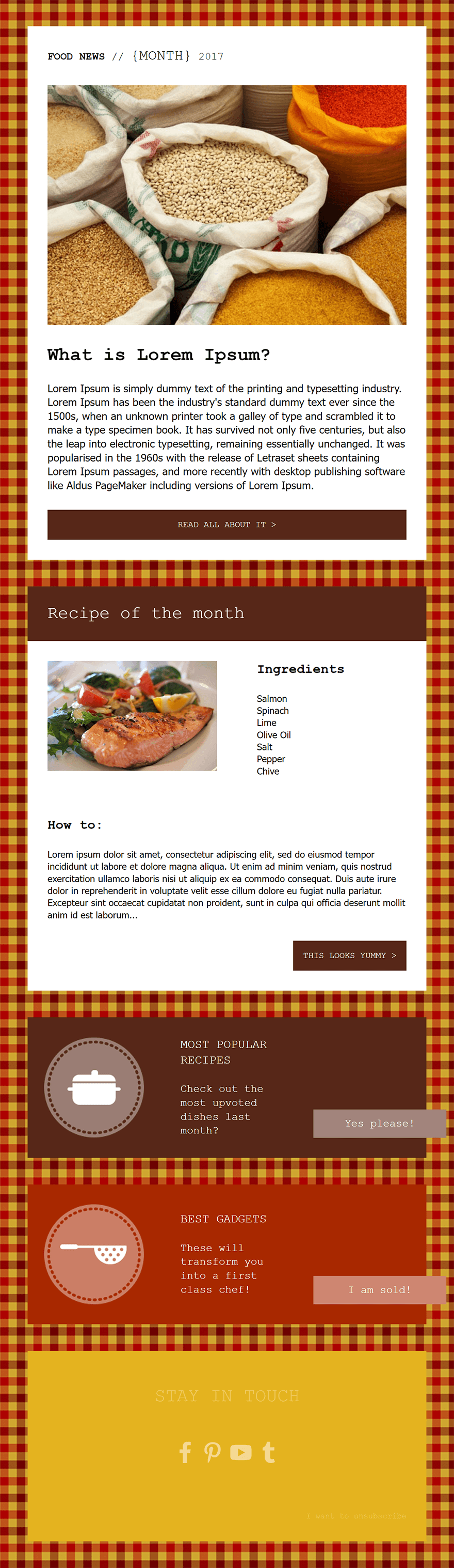 food blog newsletter