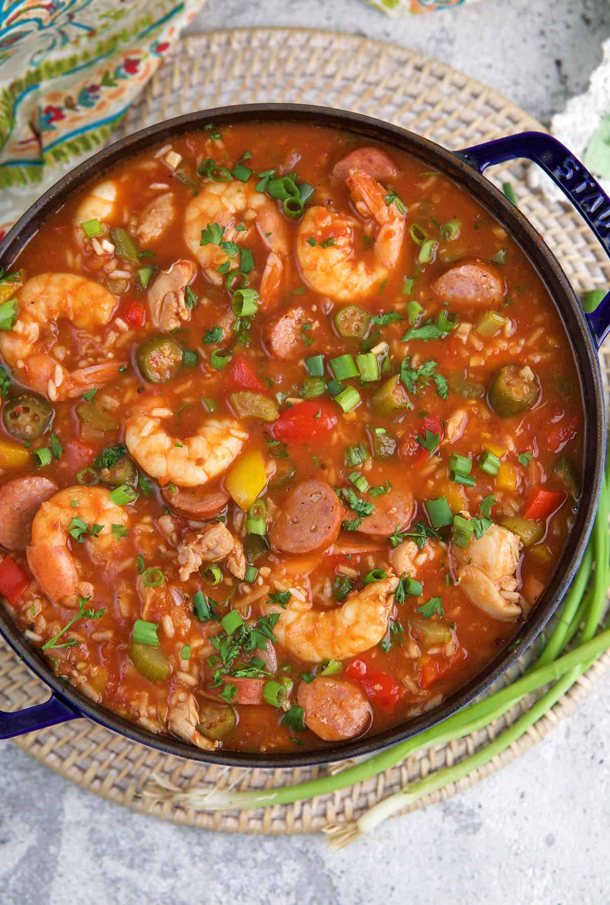 spicy jambalaya dish