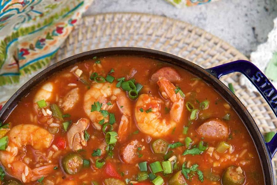 spicy jambalaya dish