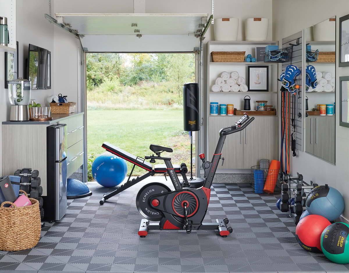 storage bench with gym equipment